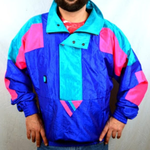 Vintage Jackets & Blazers - SOLD: VTG 80s 90s Color Block Wind Breaker XL